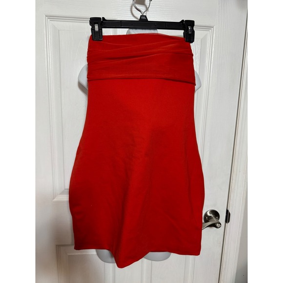 superdown Dresses & Skirts - Superdown Red Strapless Mesh Bust Mini Dress Bodycon Size Large